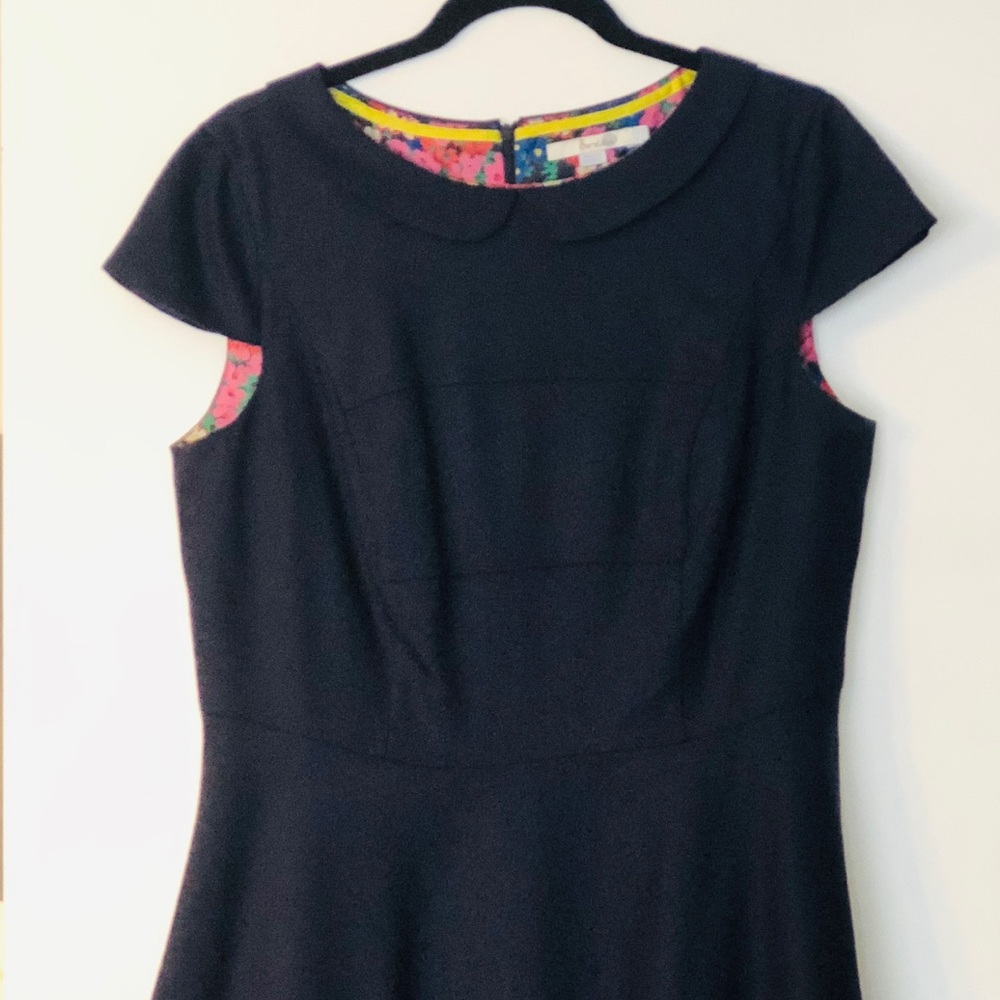 Boden Navy fit and flare wool dress sz 12R us